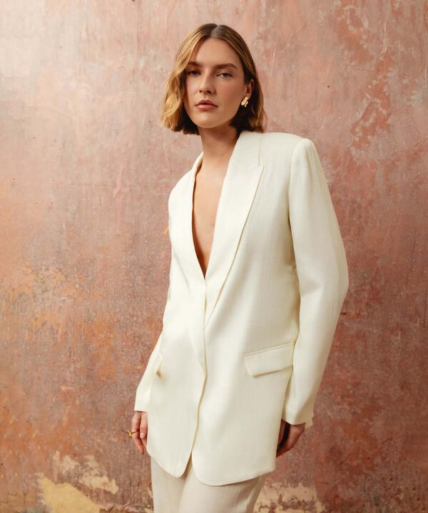 Blazer Mujer Formal Solapa Larga Oversize image number null