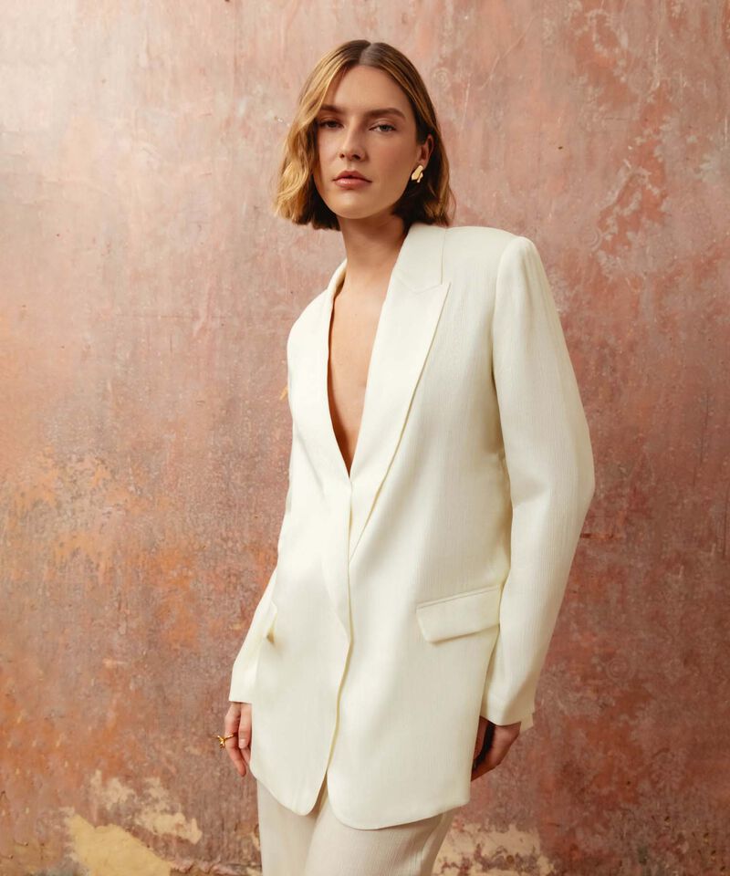 Blazer Mujer Formal Solapa Larga Oversize