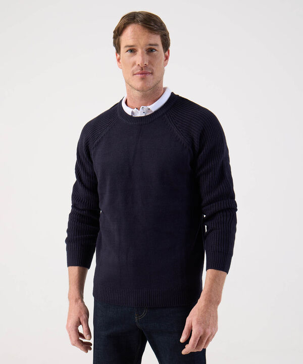 Suéter de Punto Liso con Manga Ranglan Para Hombre image number null