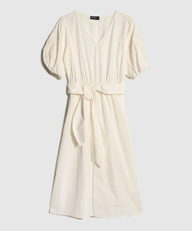 Vestido Unicolor Con Bordado