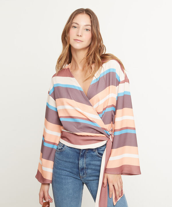 Blusa Estampada Cuello V image number null