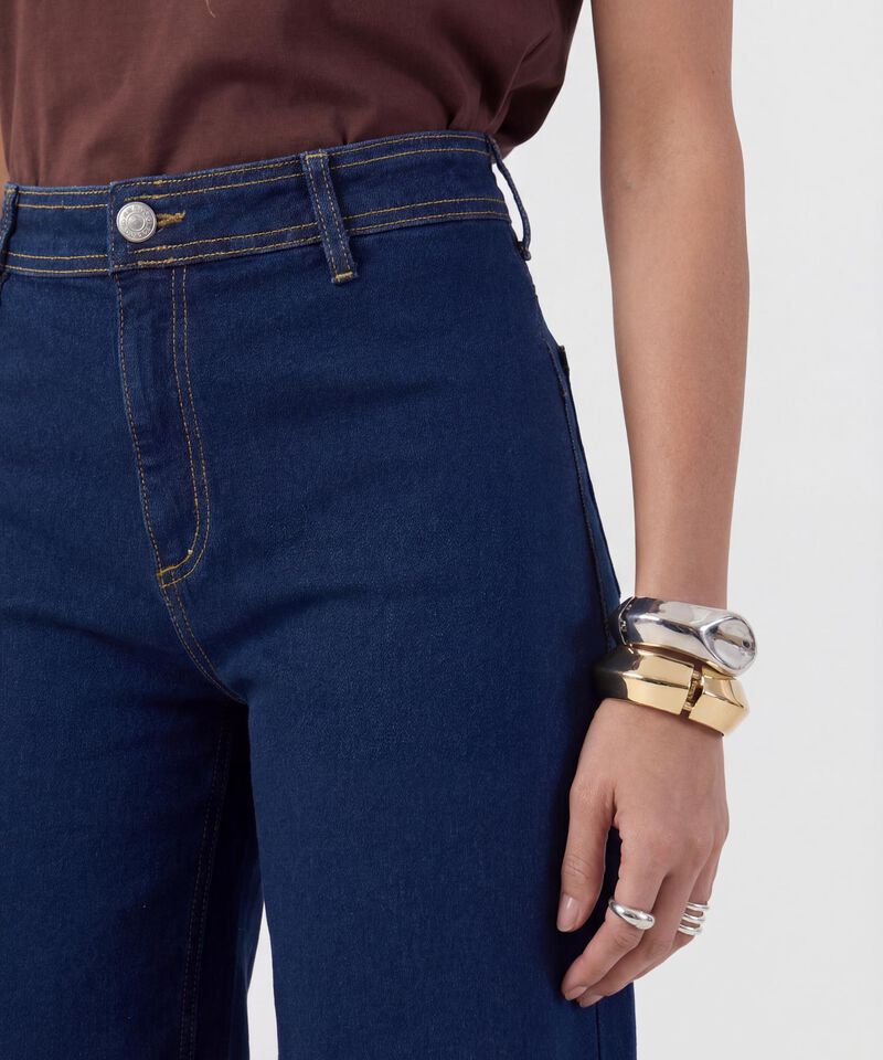 Jeans Culotte Con Ruedo Desflecado Mujer