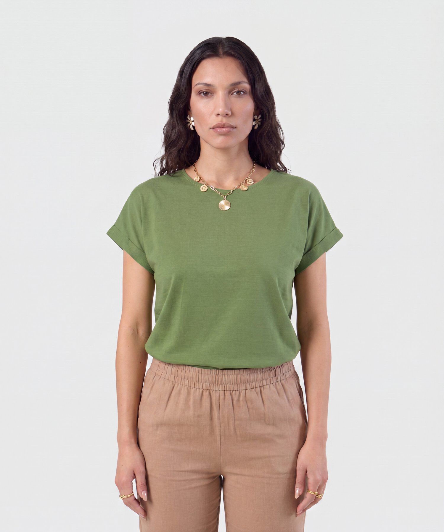 Blusa Manga Con Dobladillo Para Mujer