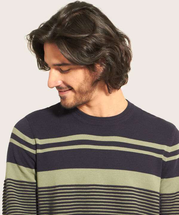 Saco Cuello Redondo De Rayas Con Textura
