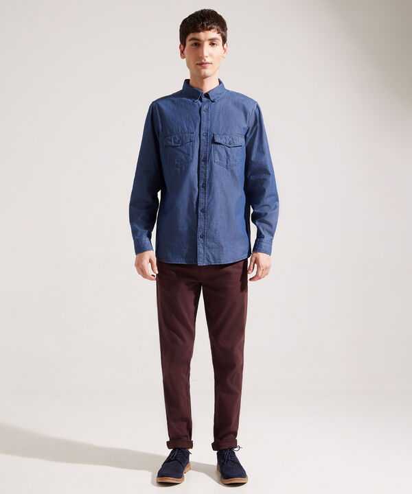 Camisa Slim Fit Tono Azul Oscuro