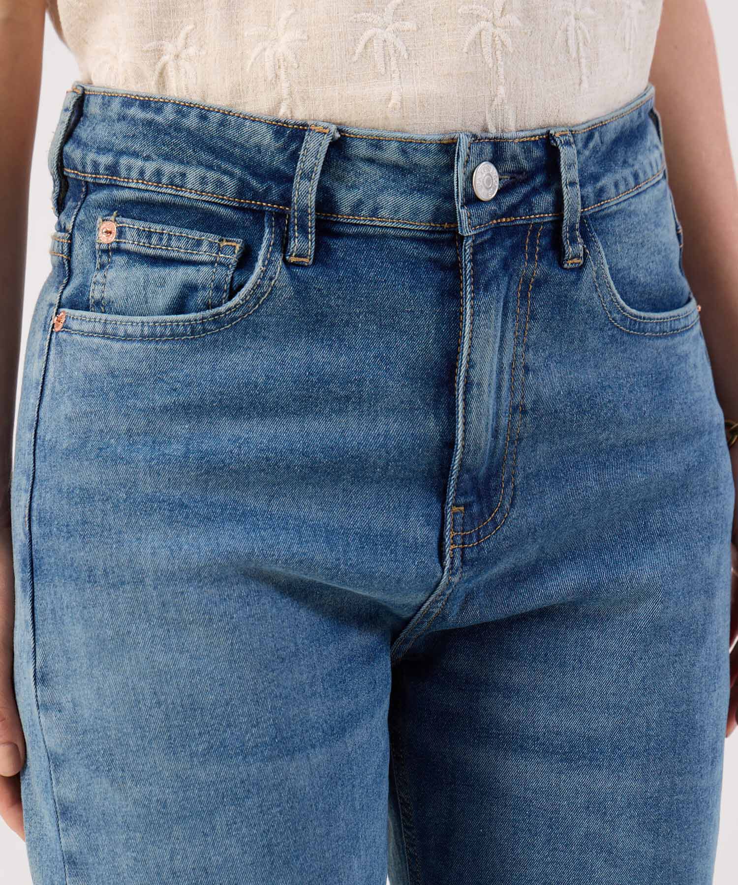 Jean Mom de Tiro Alto para Mujer
