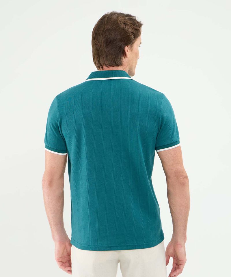 Polo Unicolor, Cuello, Puños Y Pechera Tejida