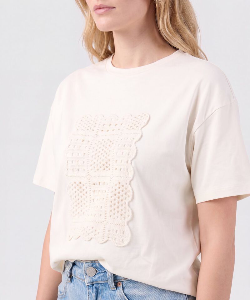 Camiseta Con Aplique Tejido Para Mujer