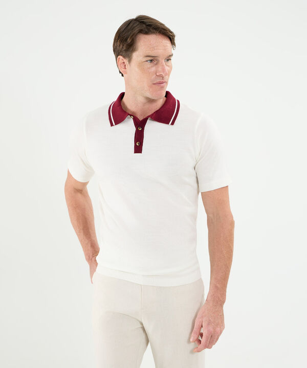 Polo Tejida Cuello Y Pechera En Contraste Para Hombre image number null