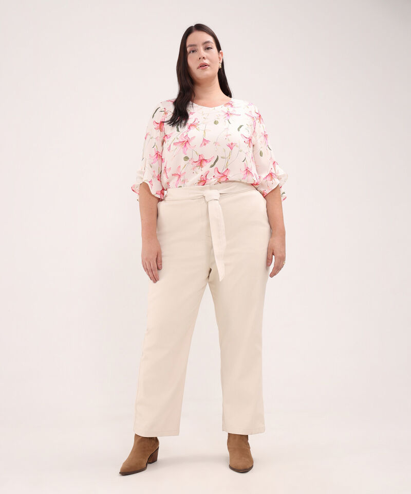 Blusa Estampada Con Volero En Mangas