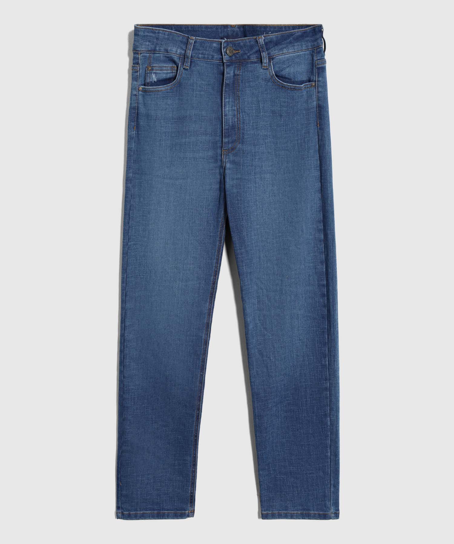 Jeans Corte Recto Tiro Clásico Para Mujer