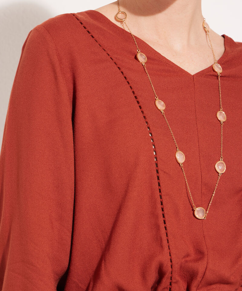 Blusa Escote V Manga Larga Unicolor