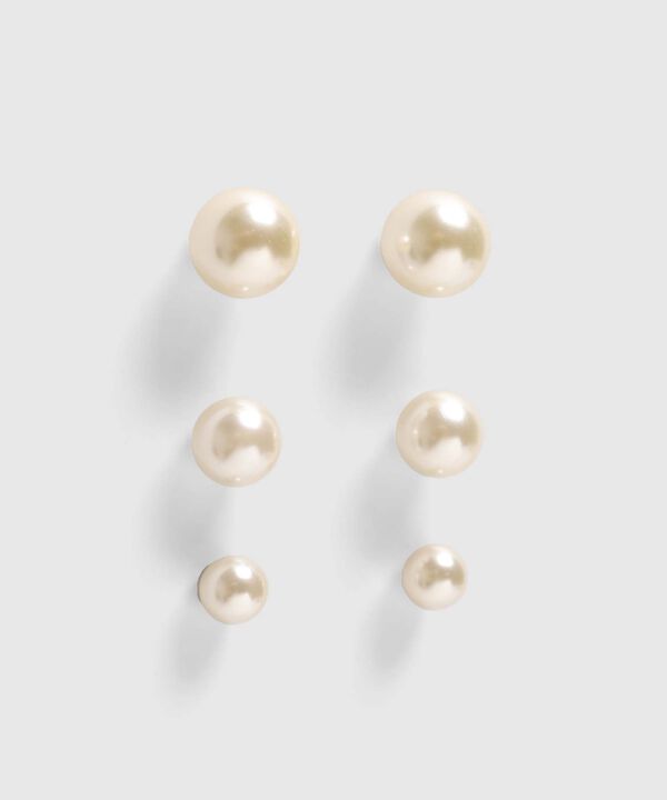 Set X3 Aretes Con Perlas Para Mujer