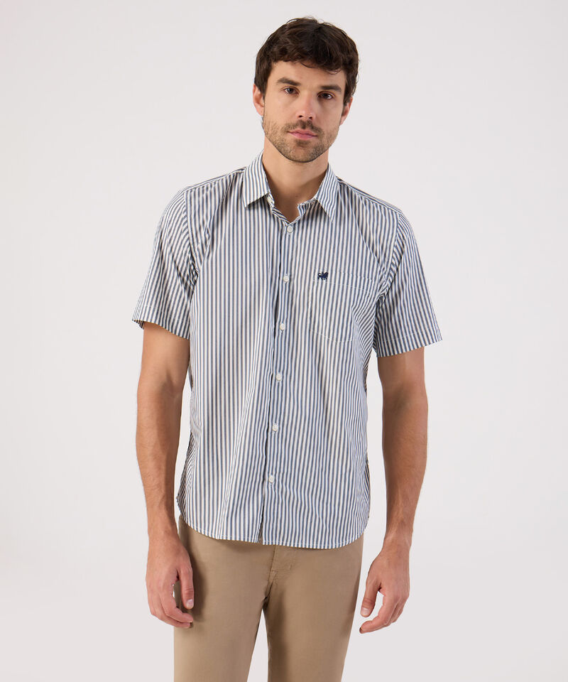 Camisa De Rayas Con Bolsillo Para Hombre