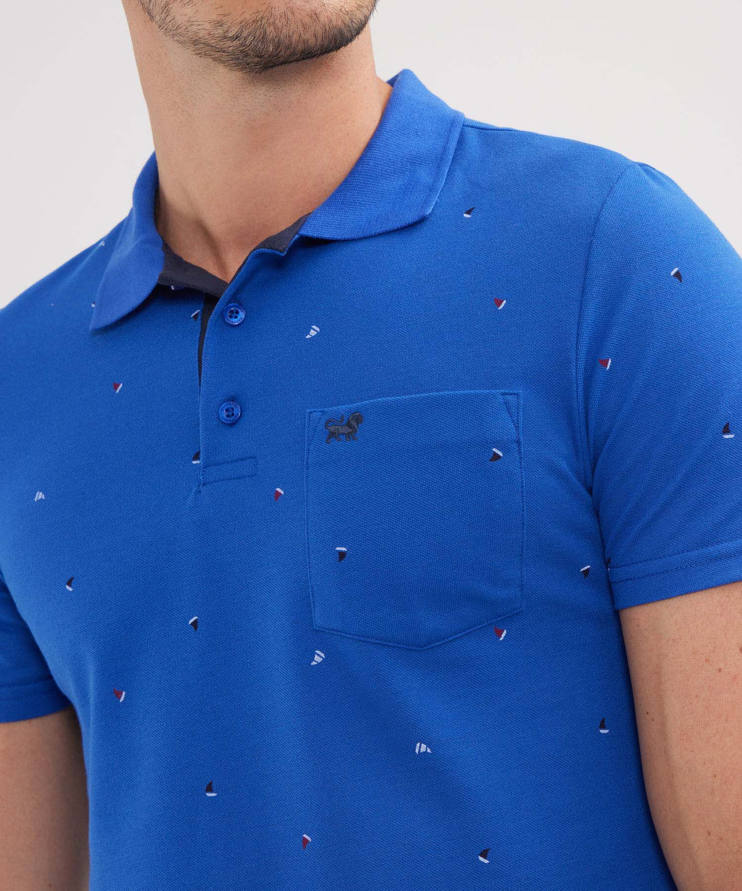Polo Estampada Cuello Tejido Con Bolsillo
