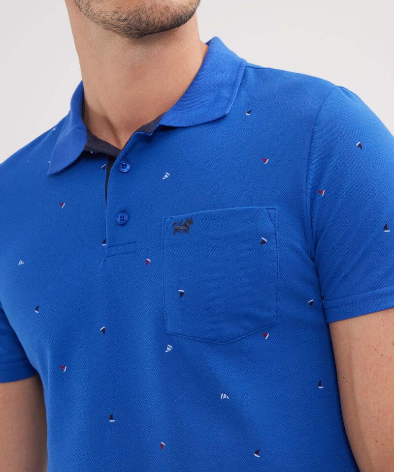 Polo Estampada Cuello Tejido Con Bolsillo