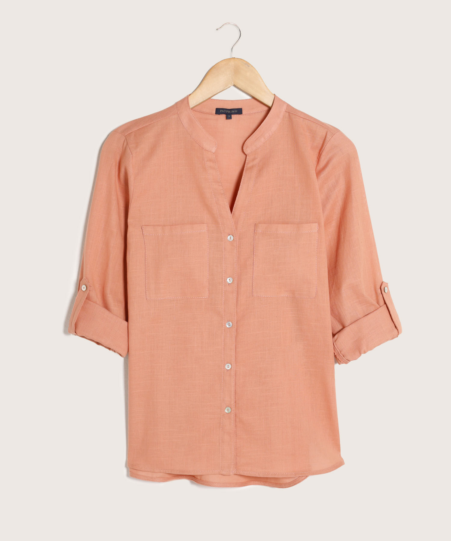 Blusa  Manga Larga Con Bolsillo