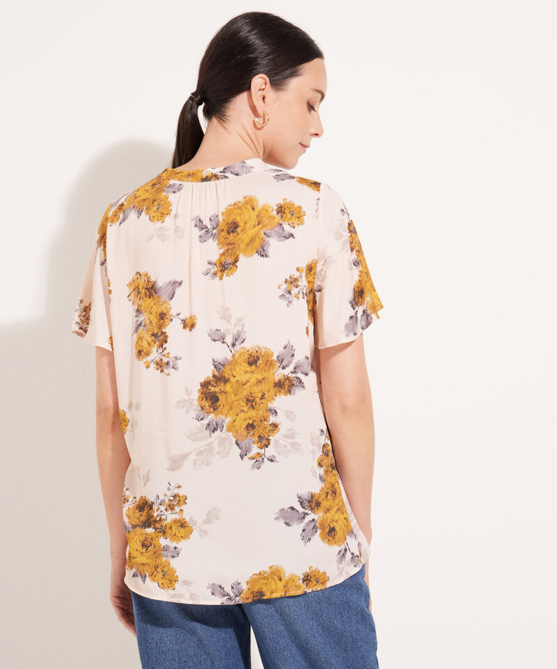 Blusa Manga Corta Estampada Cuello Neru