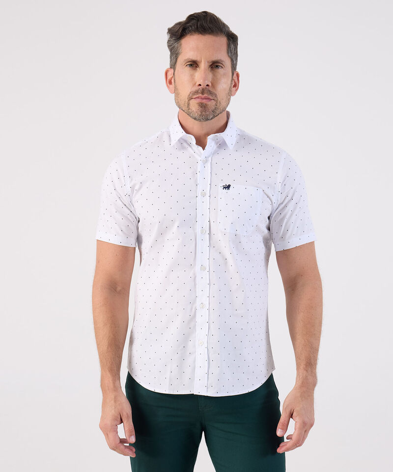 Camisa Manga Corta En Miniprints Con Bolsillo