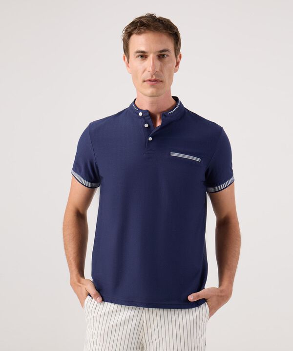 Polo Cuello Mao Con Bolsillo Ribete Texturizada image number null