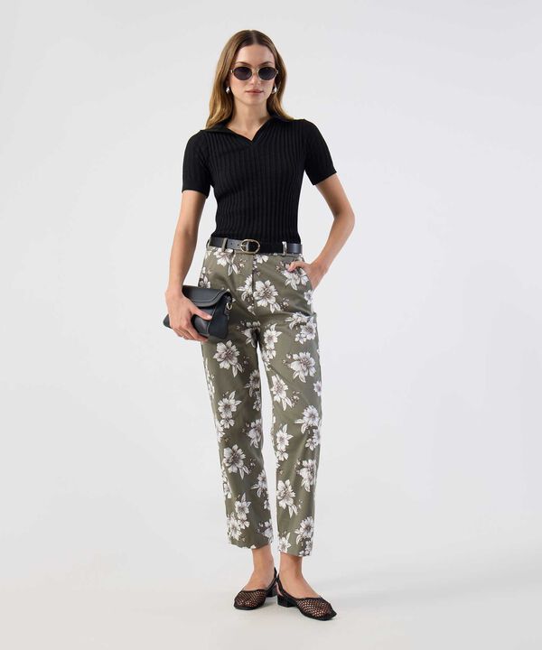 Pantal&oacute;n Ajuste Tobillero Estampado Para Mujer image number null