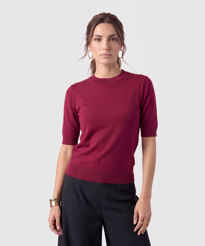 Camiseta Tejida Cuello Redondo Para Mujer