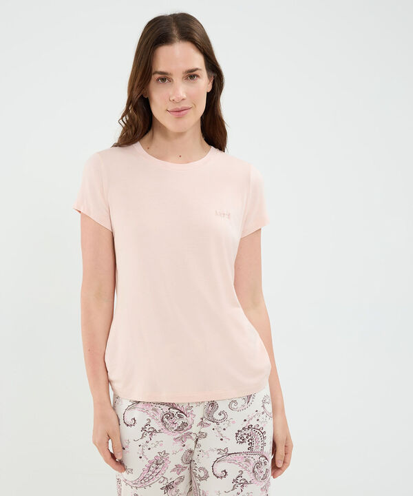 Conjunto Pijama Manga Corta Con Pantalon Largo Para Mujer