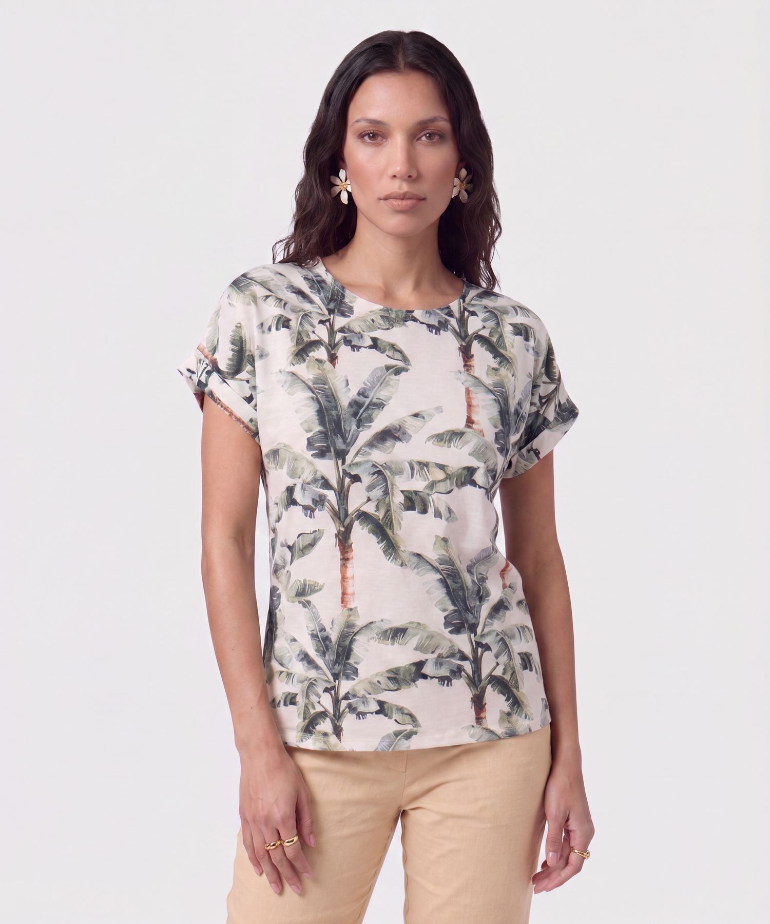 Blusa Manga Dobladillada Para Mujer