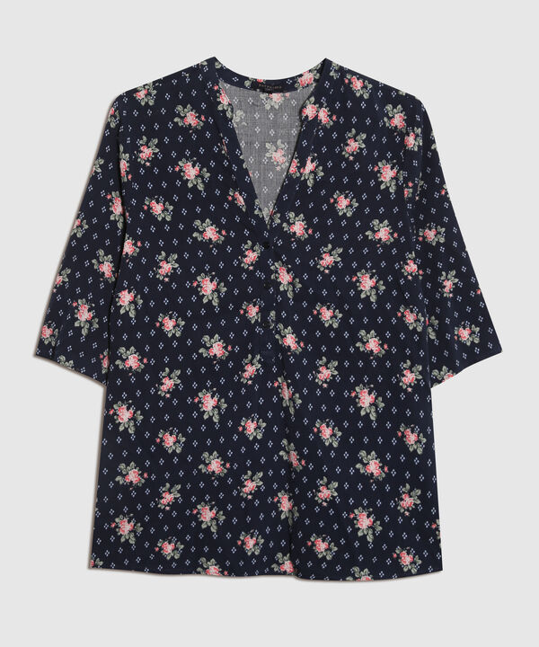 Blusa Cuello Mao Estampada