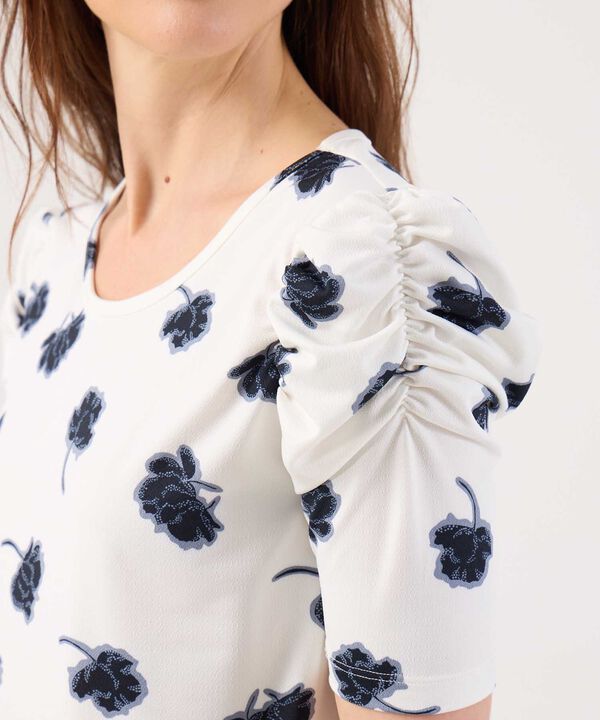 Camiseta Manga Corta Con Ruche Estampada image number null