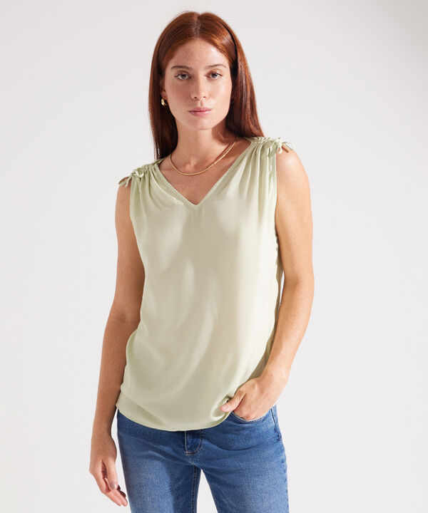 Blusa Manga Sisa con Escote en V