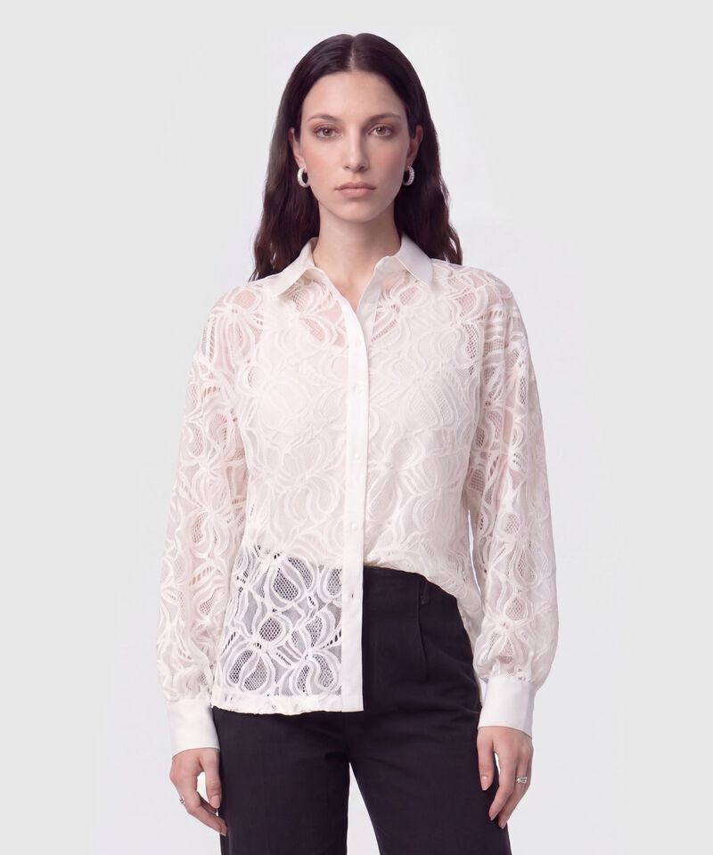 Camisa en Encaje con Transparencia Para Mujer
