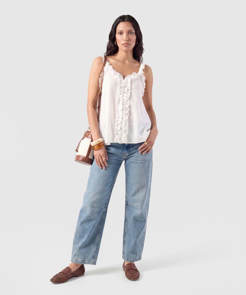 Blusa De Tiras Con Volantes Para Mujer