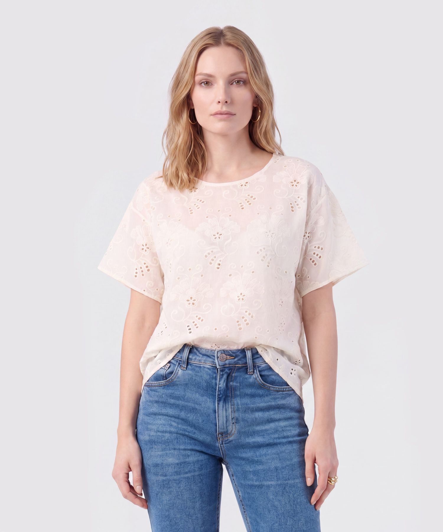 Blusa Ojalillo Manga Corta Mujer