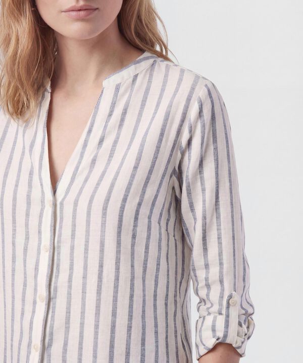 Camisa Cuello Neru Con Manga Ajustable Para Mujer