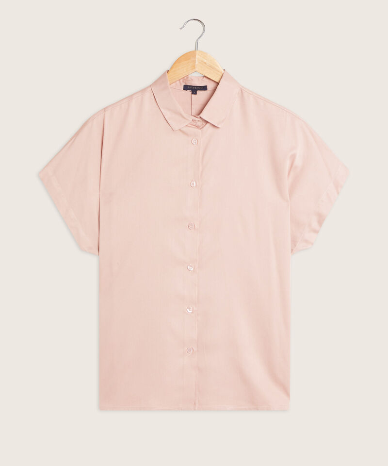 Camisa De Manga Corta Unicolor Para Mujer