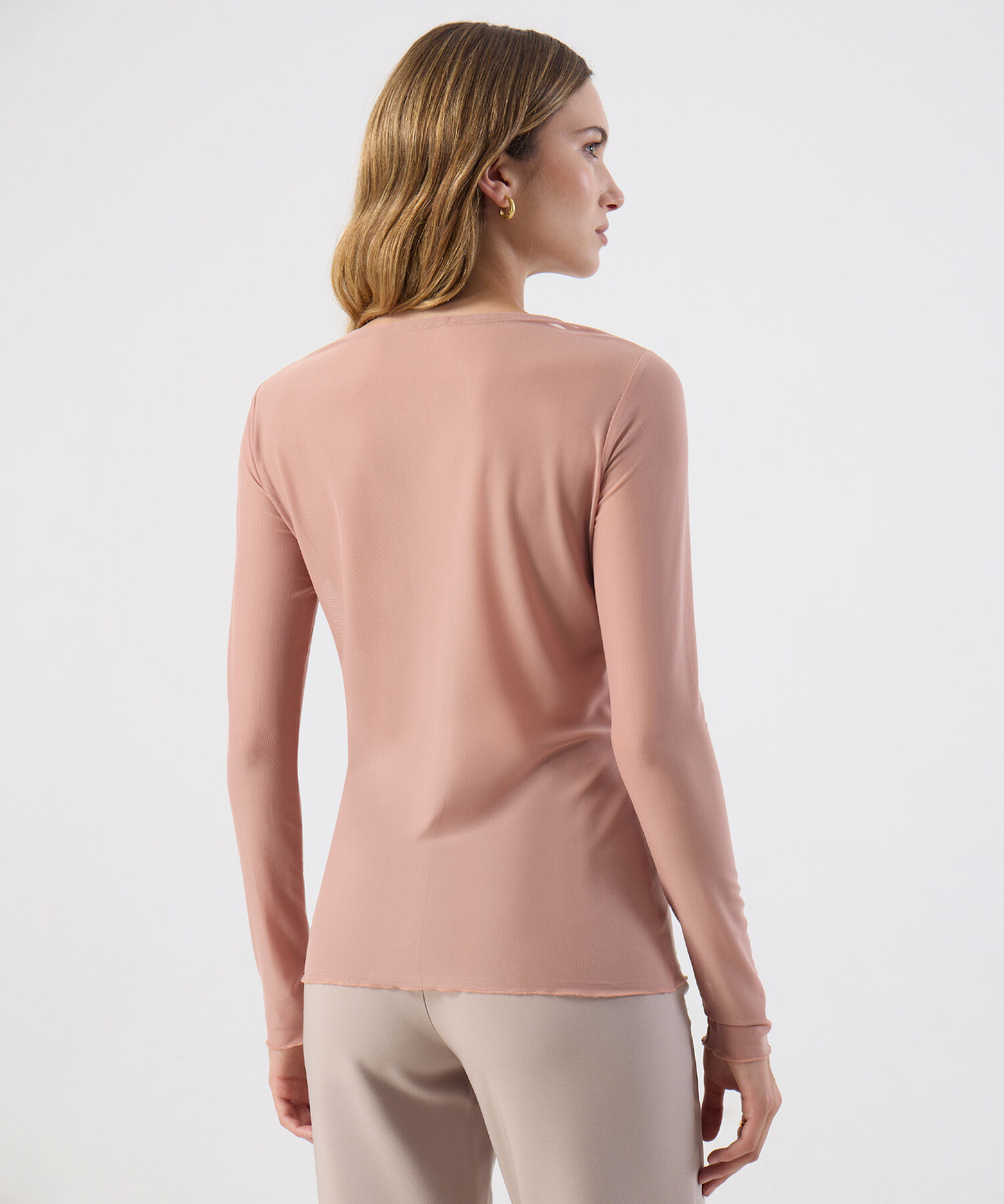 Camiseta Manga Larga Textura Detalle Mujer