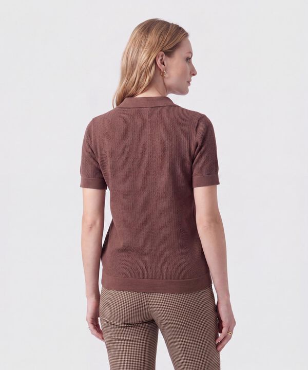 Polo Manga Corta Cuello Tejido Para Mujer