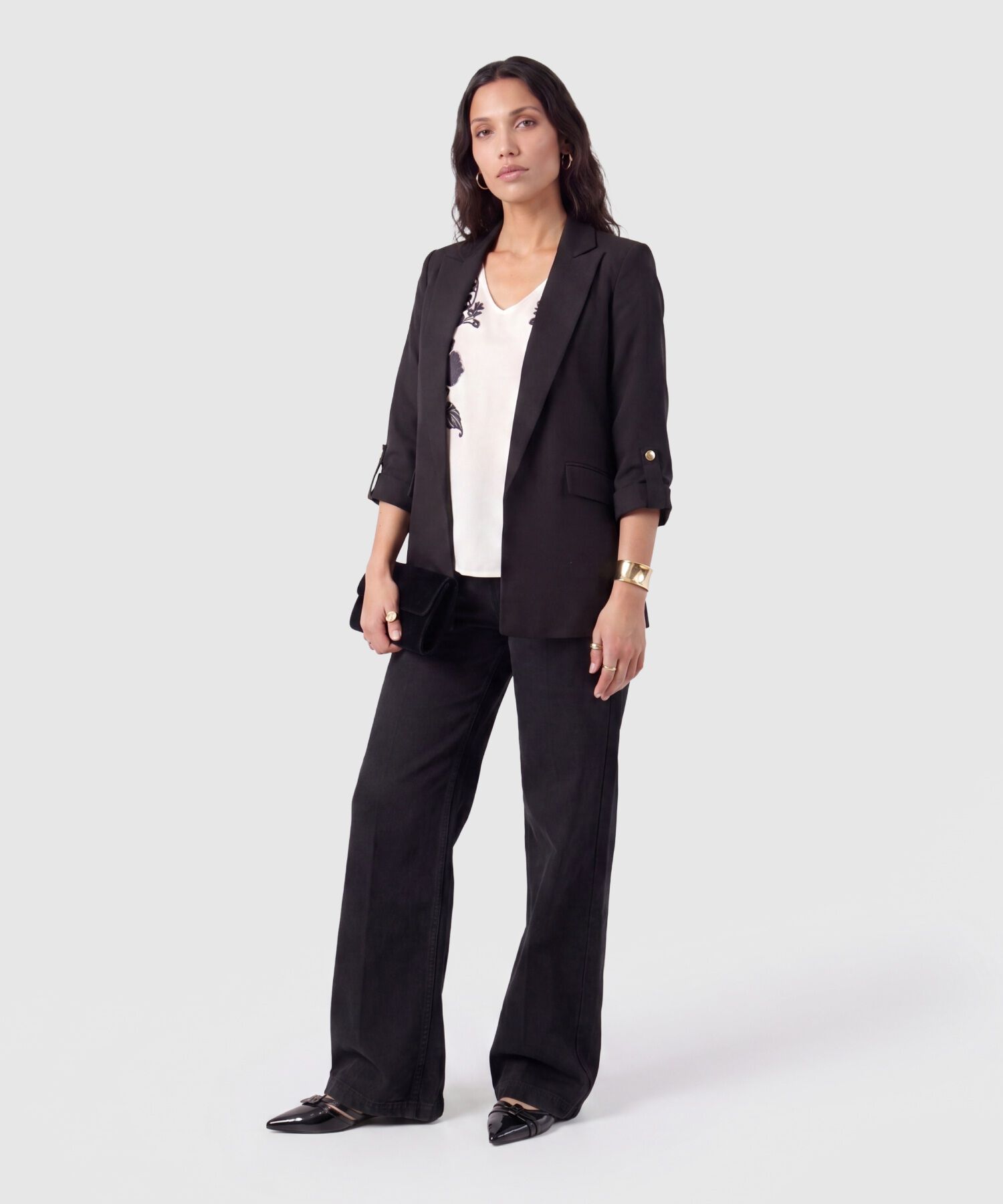 Blazer Casual Manga Larga Mujer