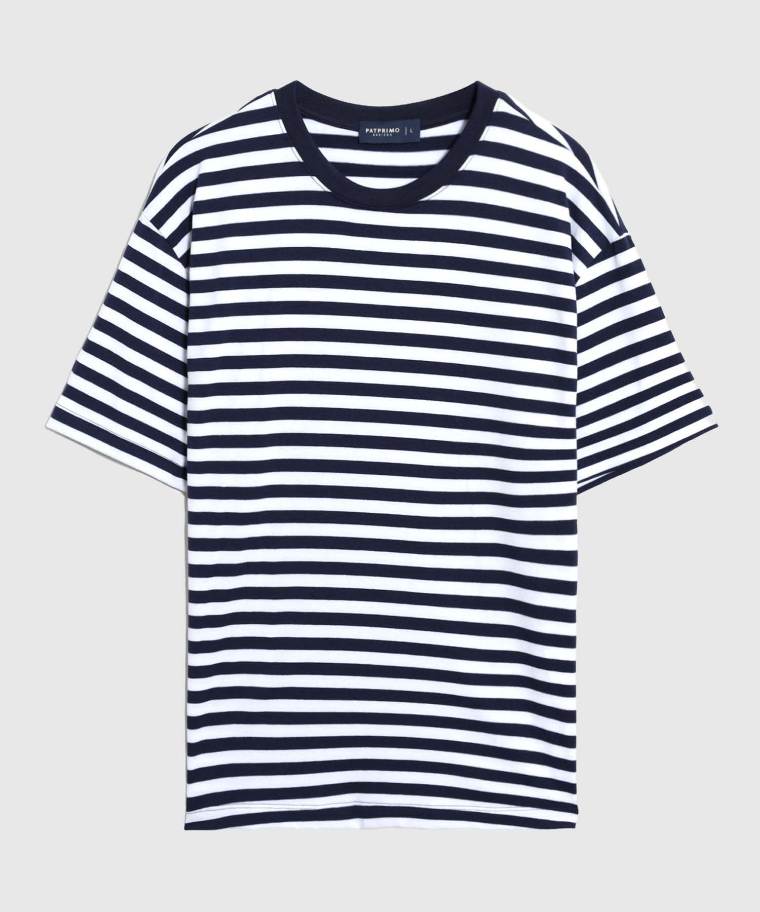 Camiseta Rayada Cuello Redondo Para Mujer