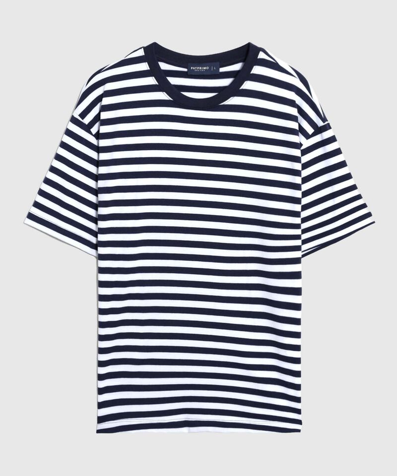 Camiseta Rayada Cuello Redondo Para Mujer