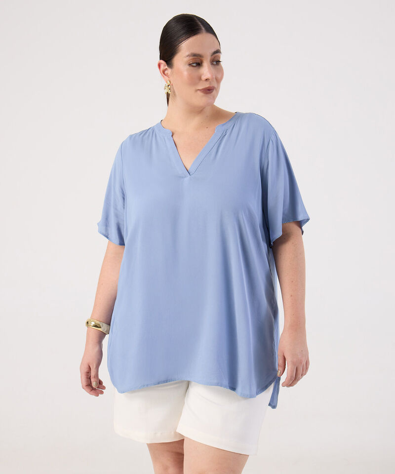 Blusa Fluida Cuello en V para Mujer Curvy