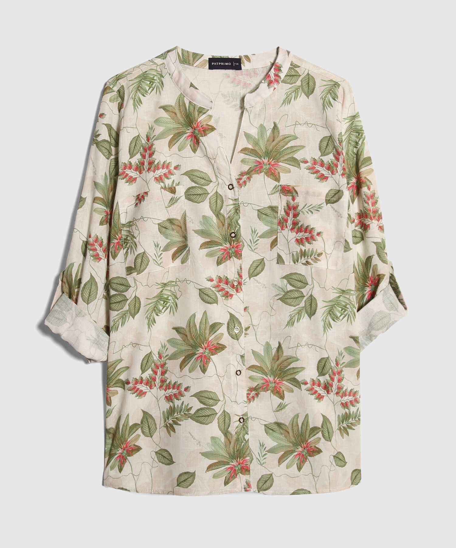 Blusa Manga Larga Estampada Con Charretera