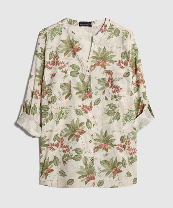 Blusa Manga Larga Estampada Con Charretera