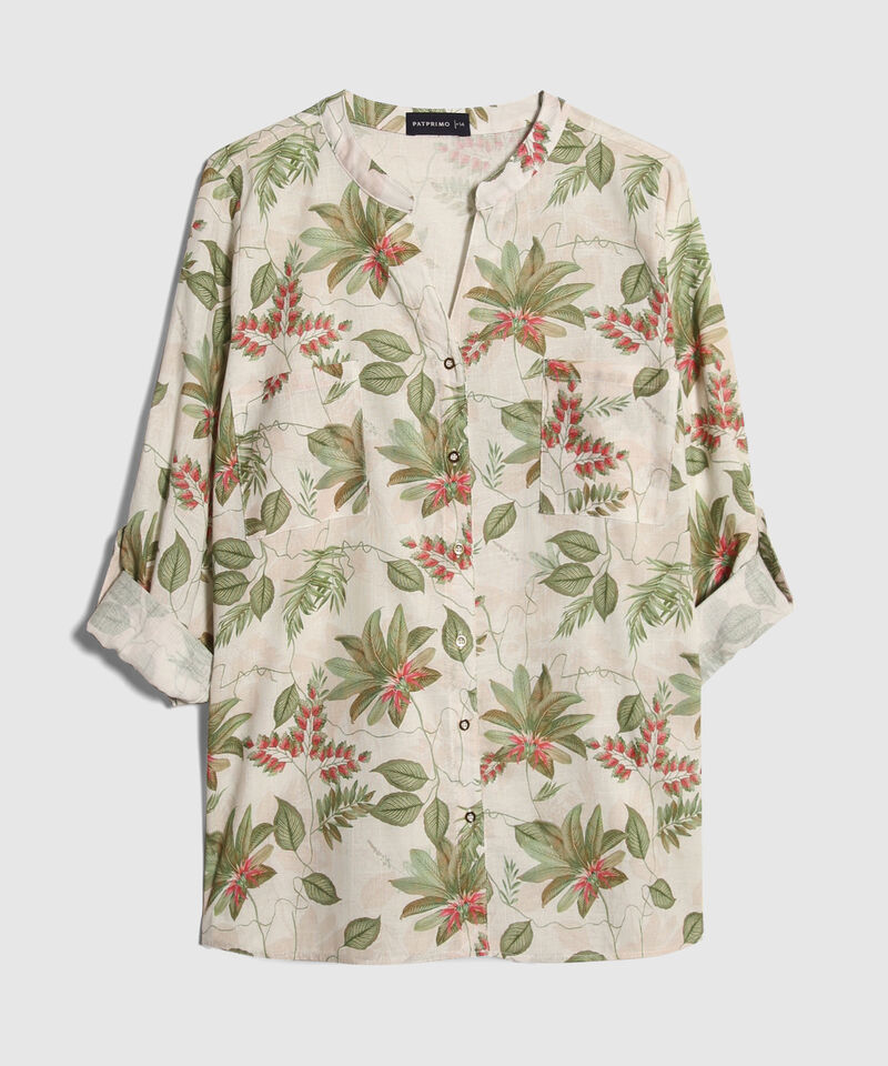 Blusa Manga Larga Estampada Con Charretera