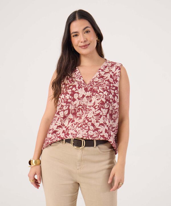 Blusa Estampada Manga Sisa Para Mujer Curvy image number null