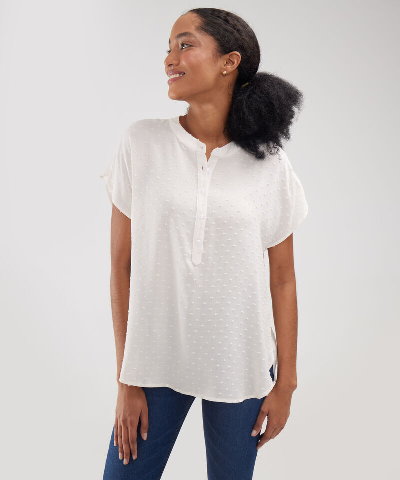Blusa Unicolor Textura Manga Corta