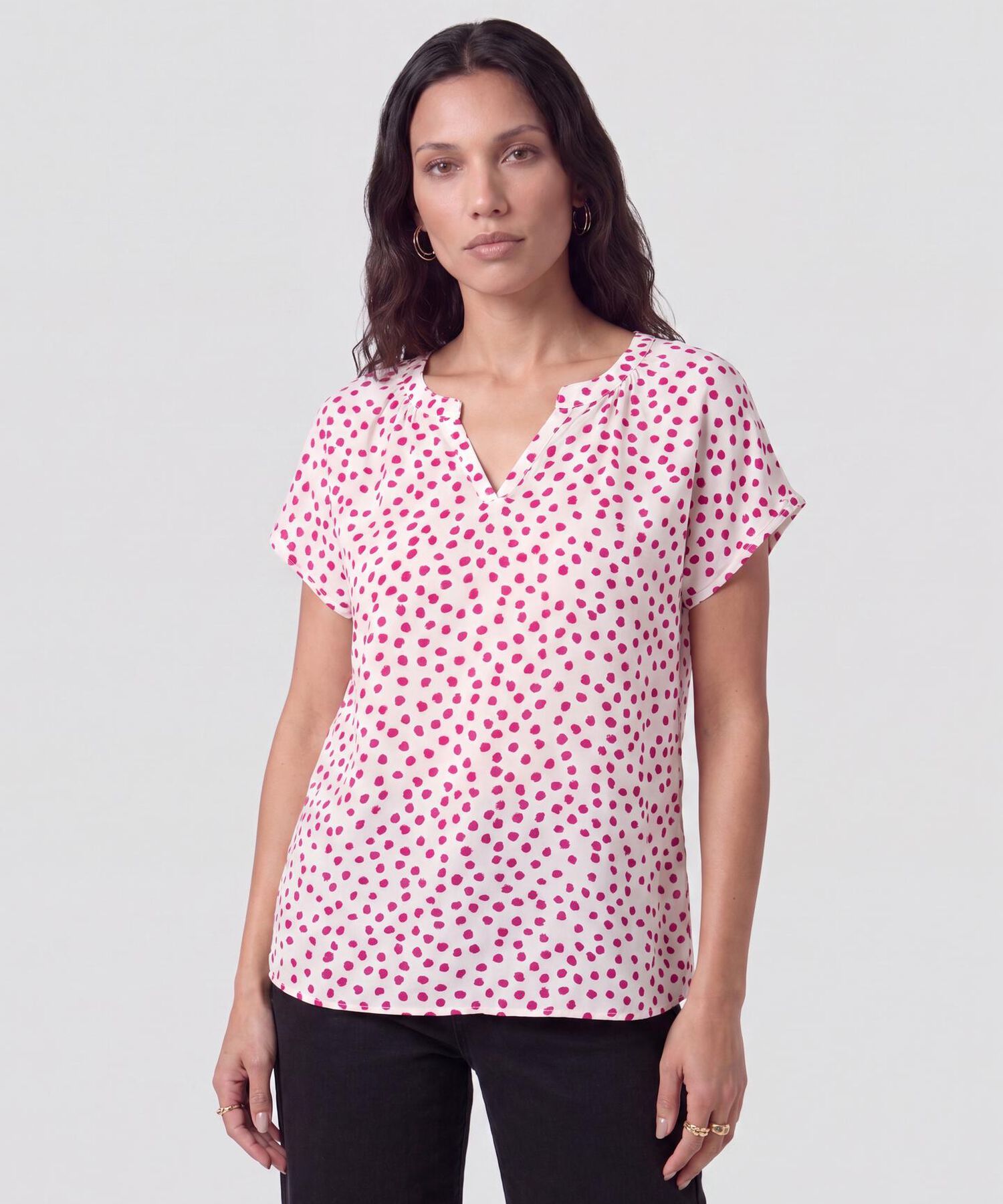 Blusa Estampada Cuello Mao