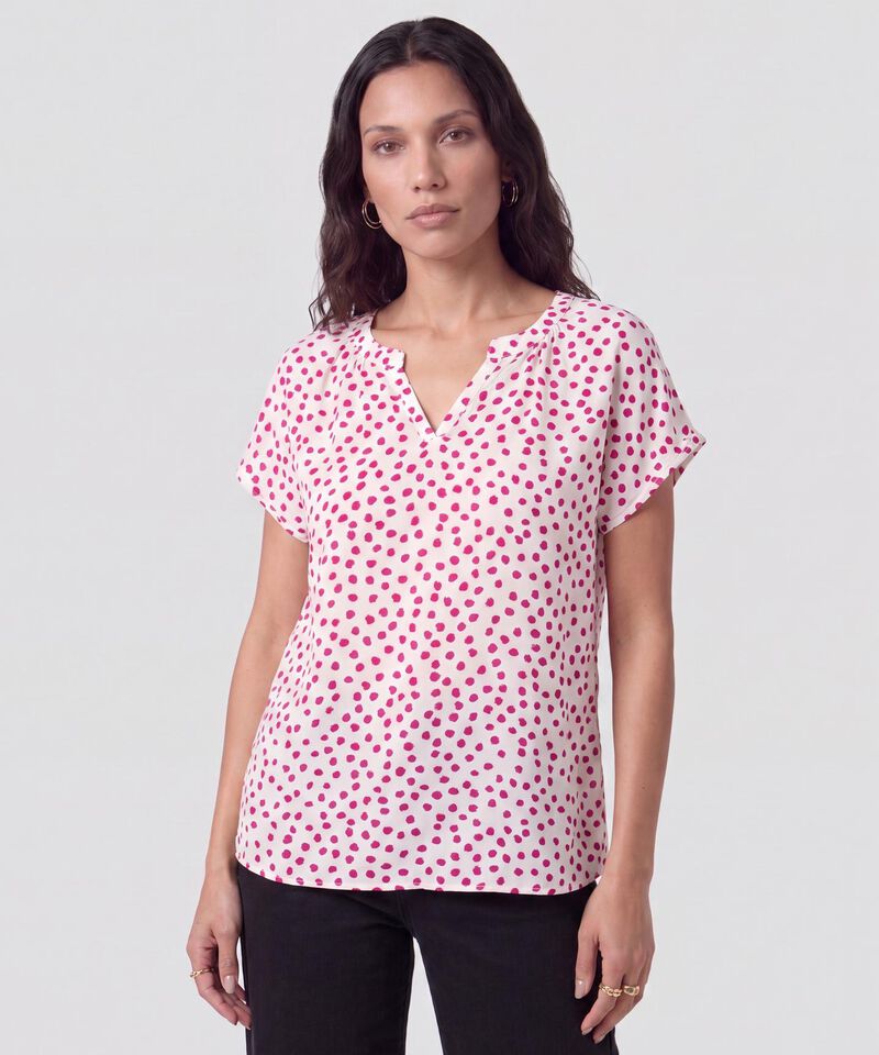 Blusa Estampada Cuello Mao