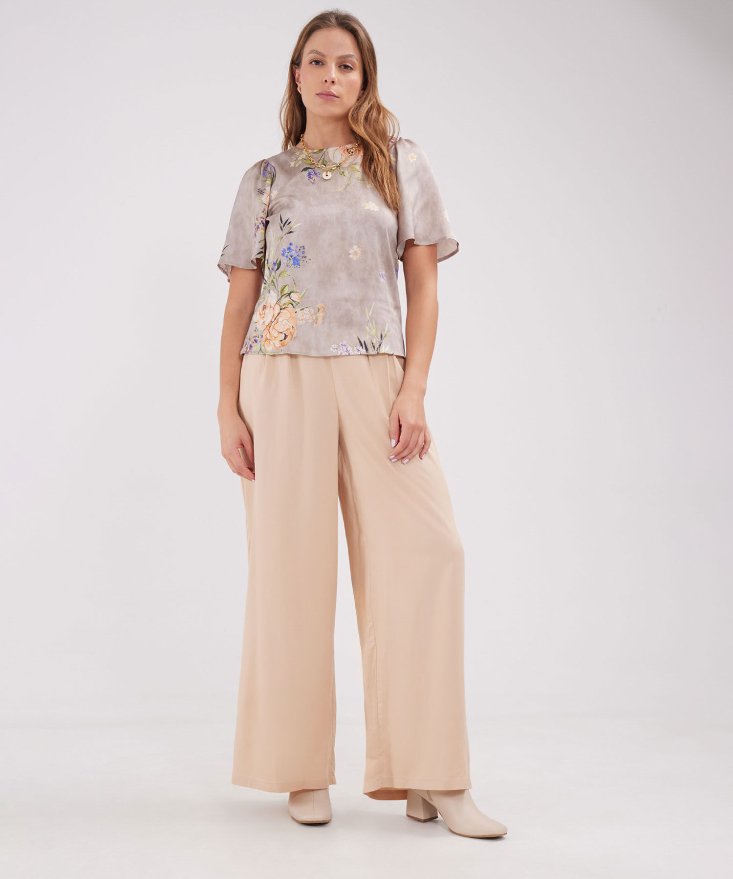 Blusa Similar Estampada Cuello Redondo